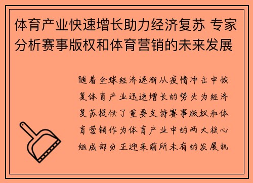 体育产业快速增长助力经济复苏 专家分析赛事版权和体育营销的未来发展潜力